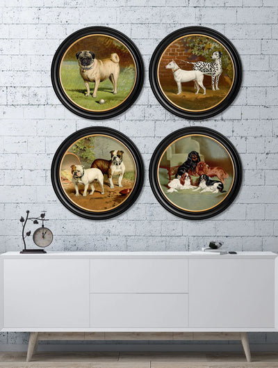 c. 1881 Dogs in Round Frame