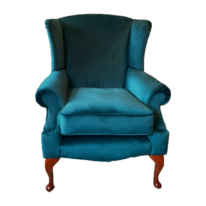 Queen Anne Checked Wingback Armchair Queen Anne Wing Chair – Haffertys